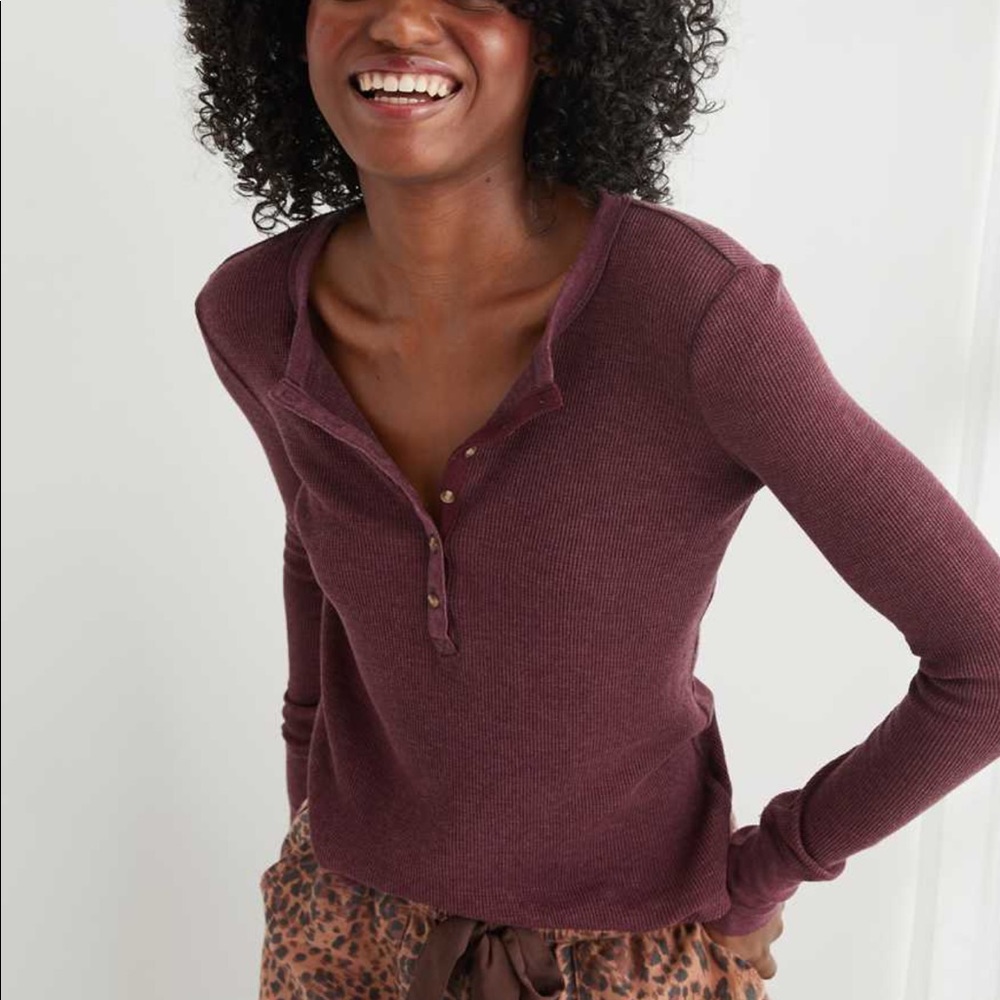 Maroon Aerie Ribbed Top